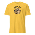 Graphic t-shirt in either yellow or gray with the word "Smart" on top and a chocolate chip cookie with glasses below. Smart Cookie